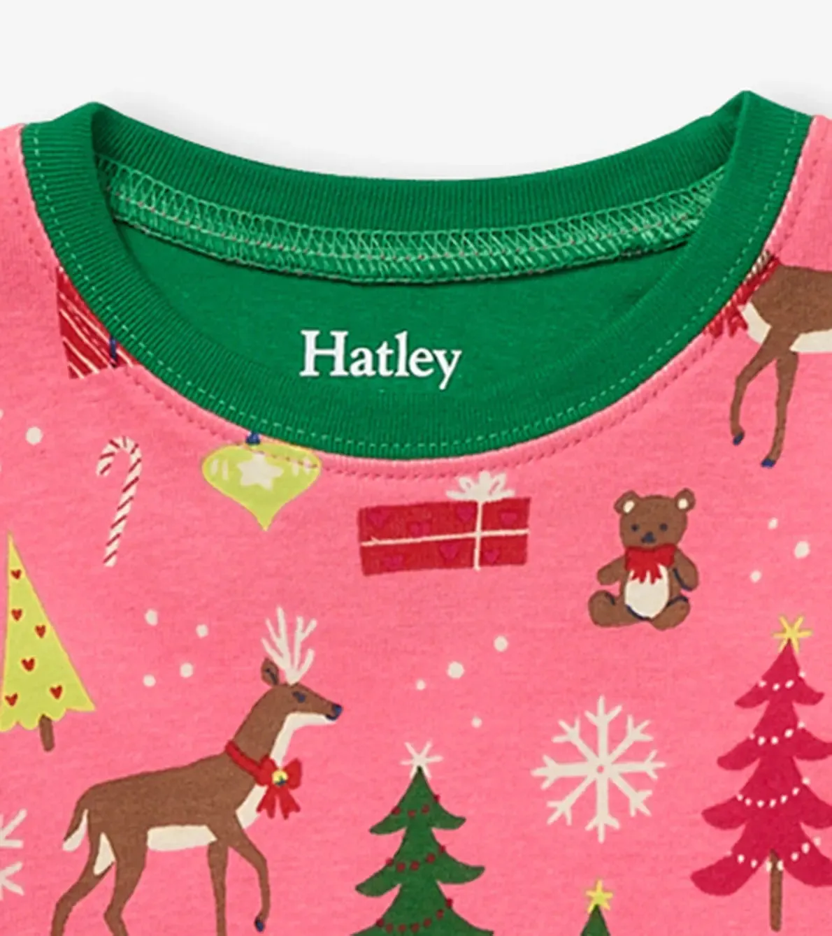 Pink Christmas Kids Organic Cotton Girls Pajama Set | Hatley