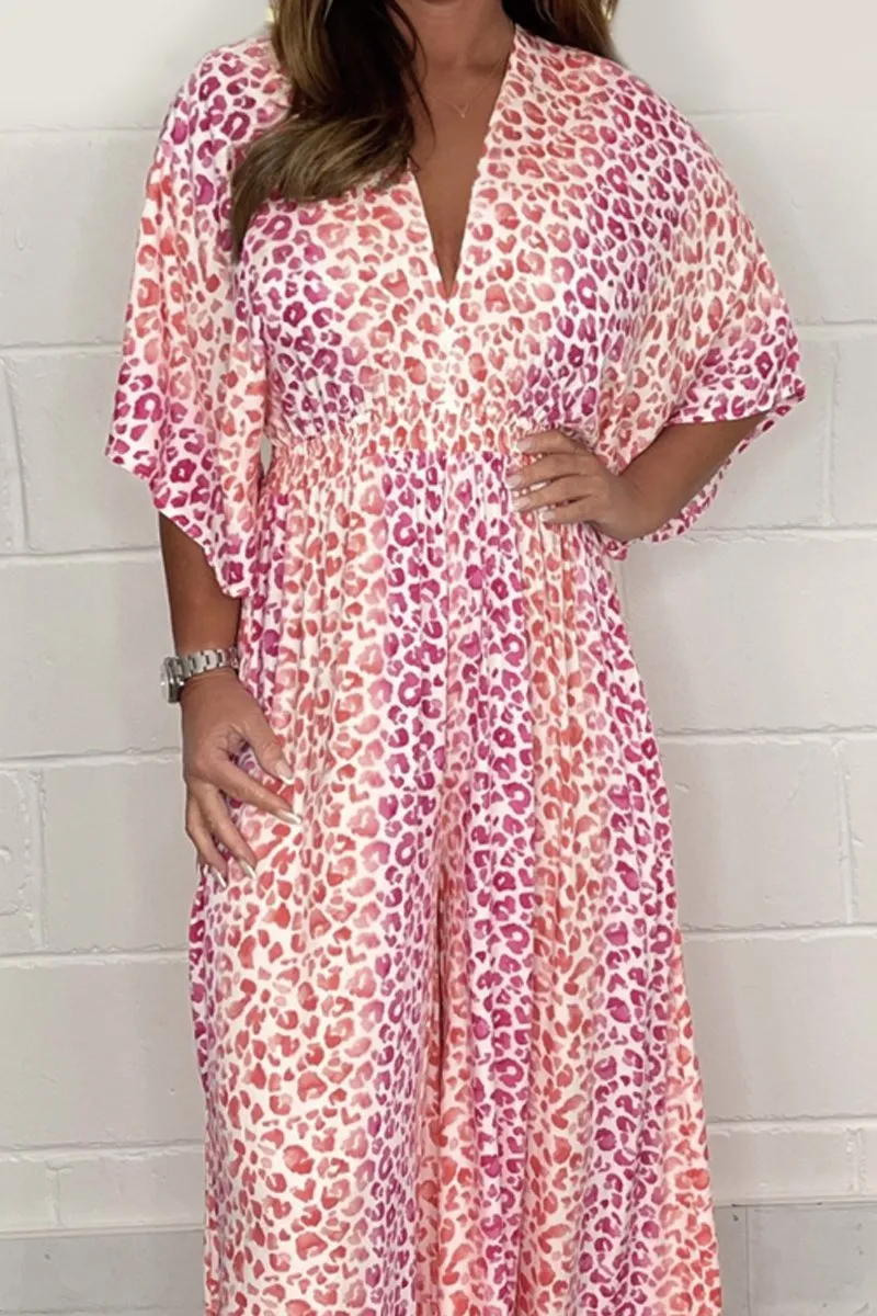 Printed leopard wide-leg jumpsuit