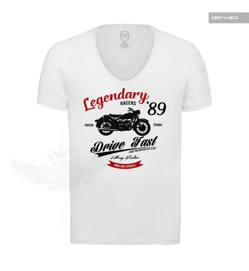 Retro Motorcycle Men's T-shirt Vintage Style Graphic Tee "Legendary Riders" MD898R