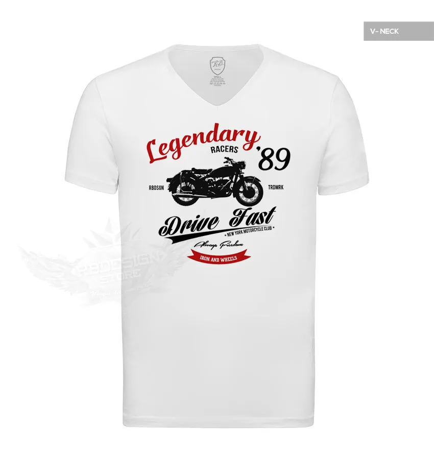 Retro Motorcycle Men's T-shirt Vintage Style Graphic Tee "Legendary Riders" MD898R