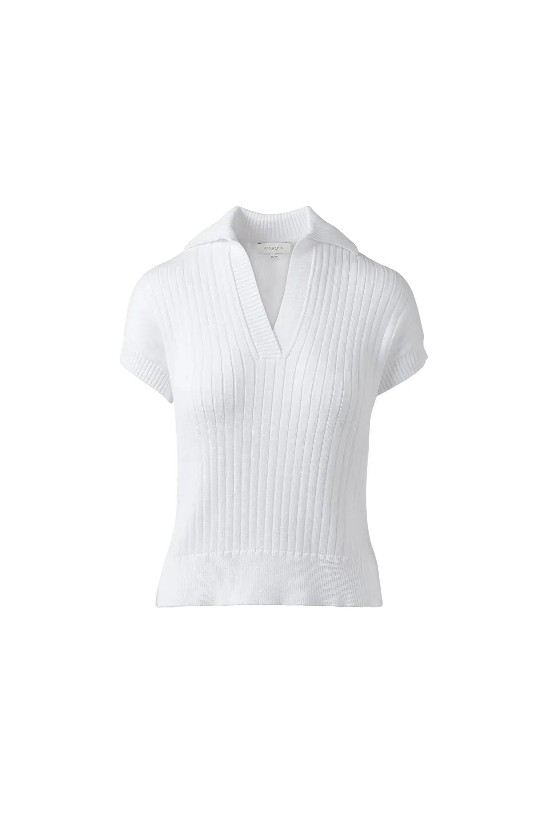 Rib Cap Sleeve Polo Sweater