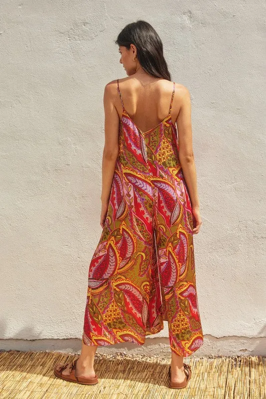 Rio Fiesta Printed Satin Jumpsuit