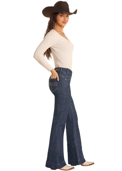 Rock & Roll Denim Women's Dark Wash Trouser Jean