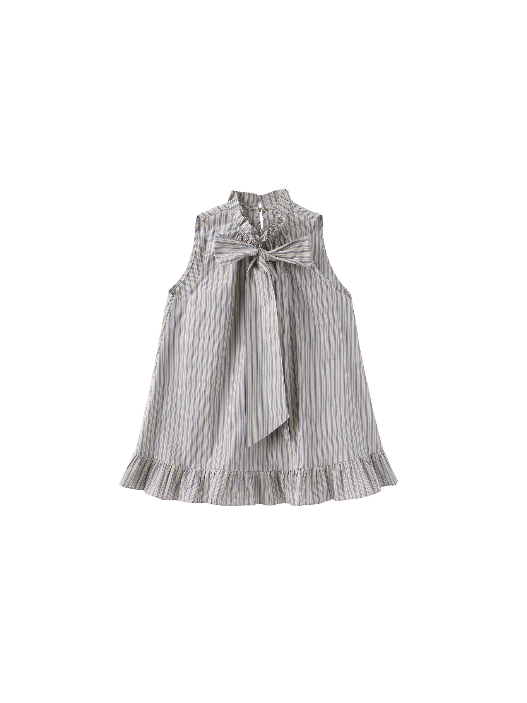 Ruffle Stand Collar Tie A-line Tank Top