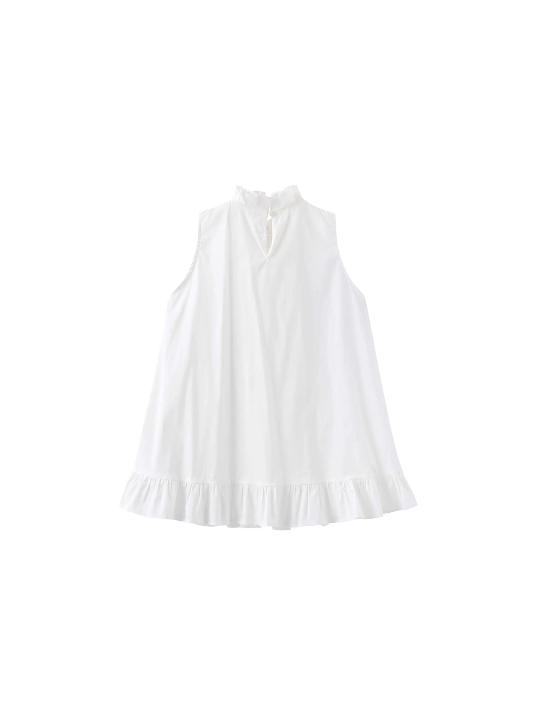 Ruffle Stand Collar Tie A-line Tank Top