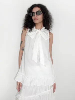 Ruffle Stand Collar Tie A-line Tank Top