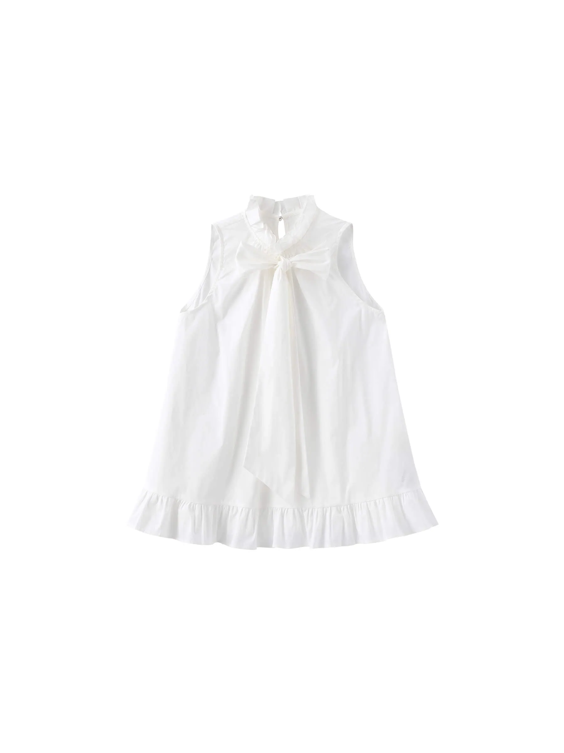 Ruffle Stand Collar Tie A-line Tank Top