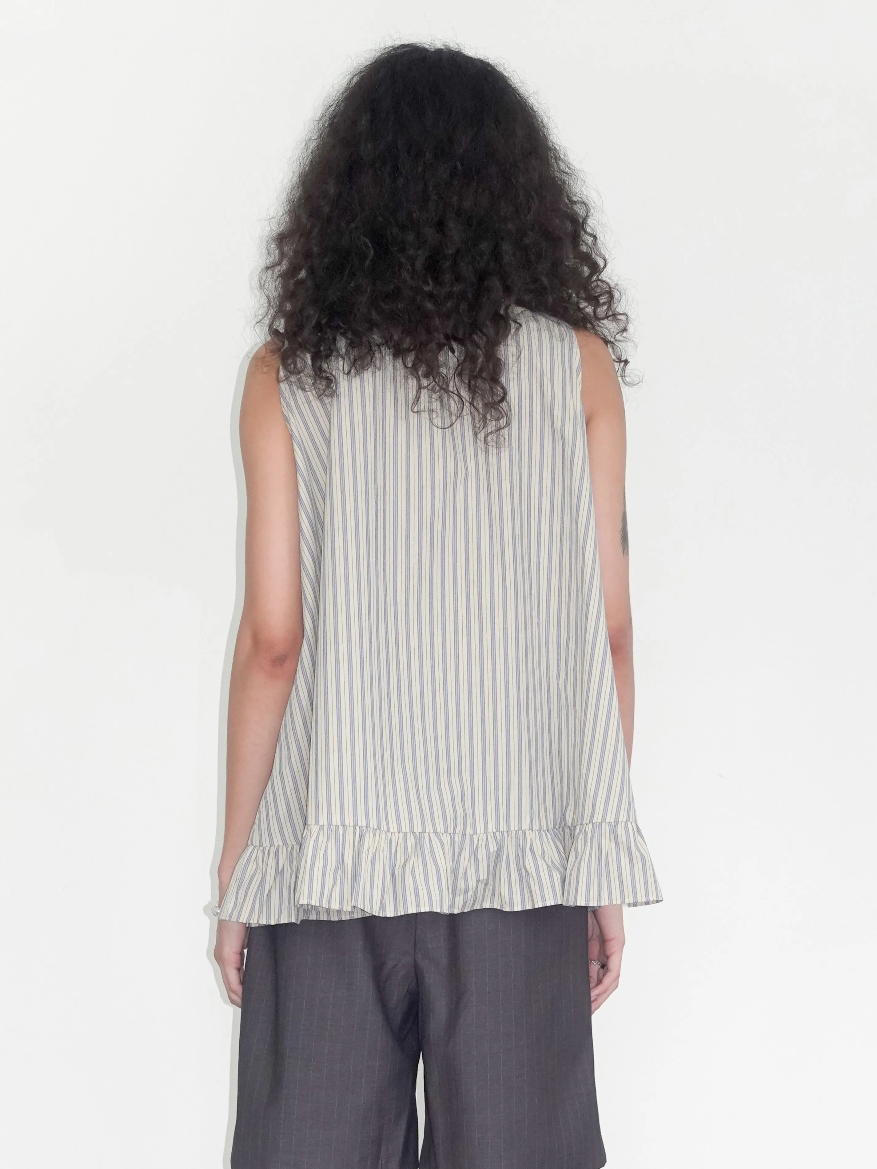 Ruffle Stand Collar Tie A-line Tank Top