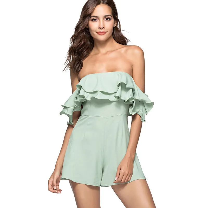 Ruffled Off-shoulder Short Jumpsuit
