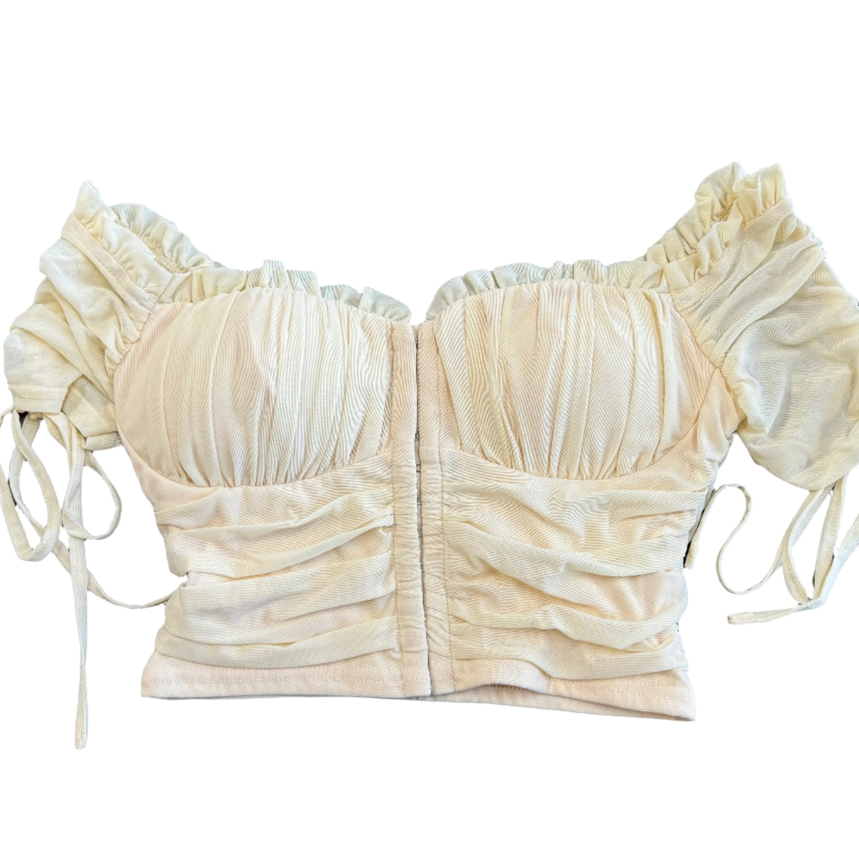 SALE - Cream Ruffled Cropped Top