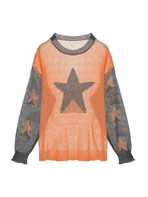 Star Pattern Long Sleeve Knit