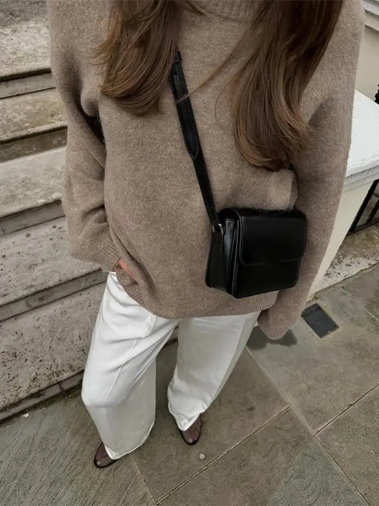 Vintage Round-neck Sweater fall knit sweater cardigan sweater loose long sleeves chic and cute