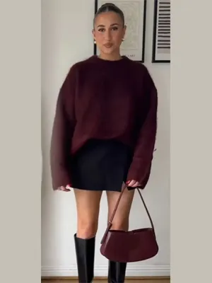 Vintage Round-neck Sweater fall knit sweater cardigan sweater loose long sleeves chic and cute