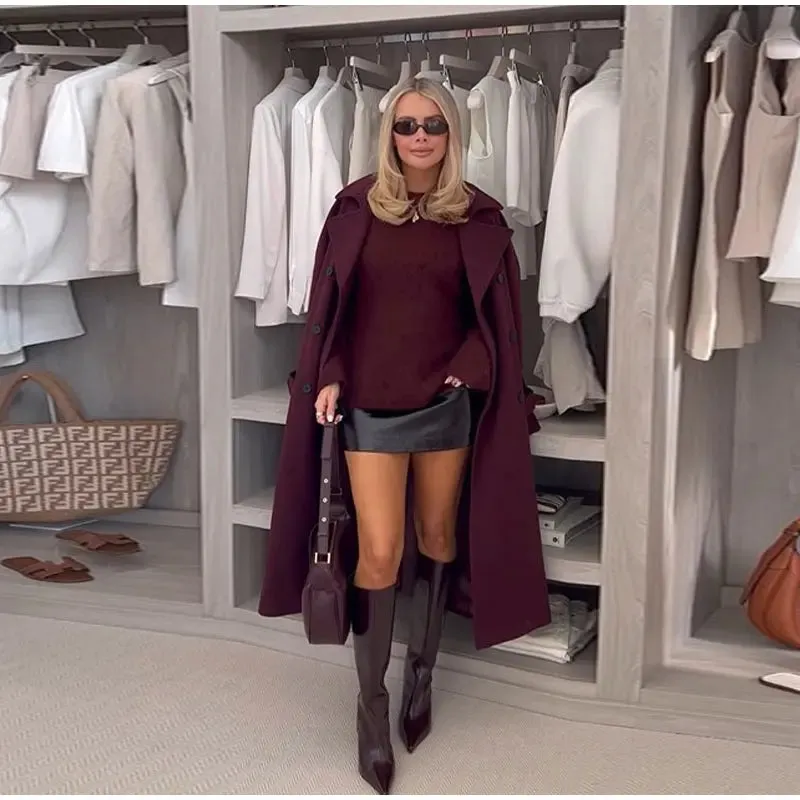 Vintage Round-neck Sweater fall knit sweater cardigan sweater loose long sleeves chic and cute