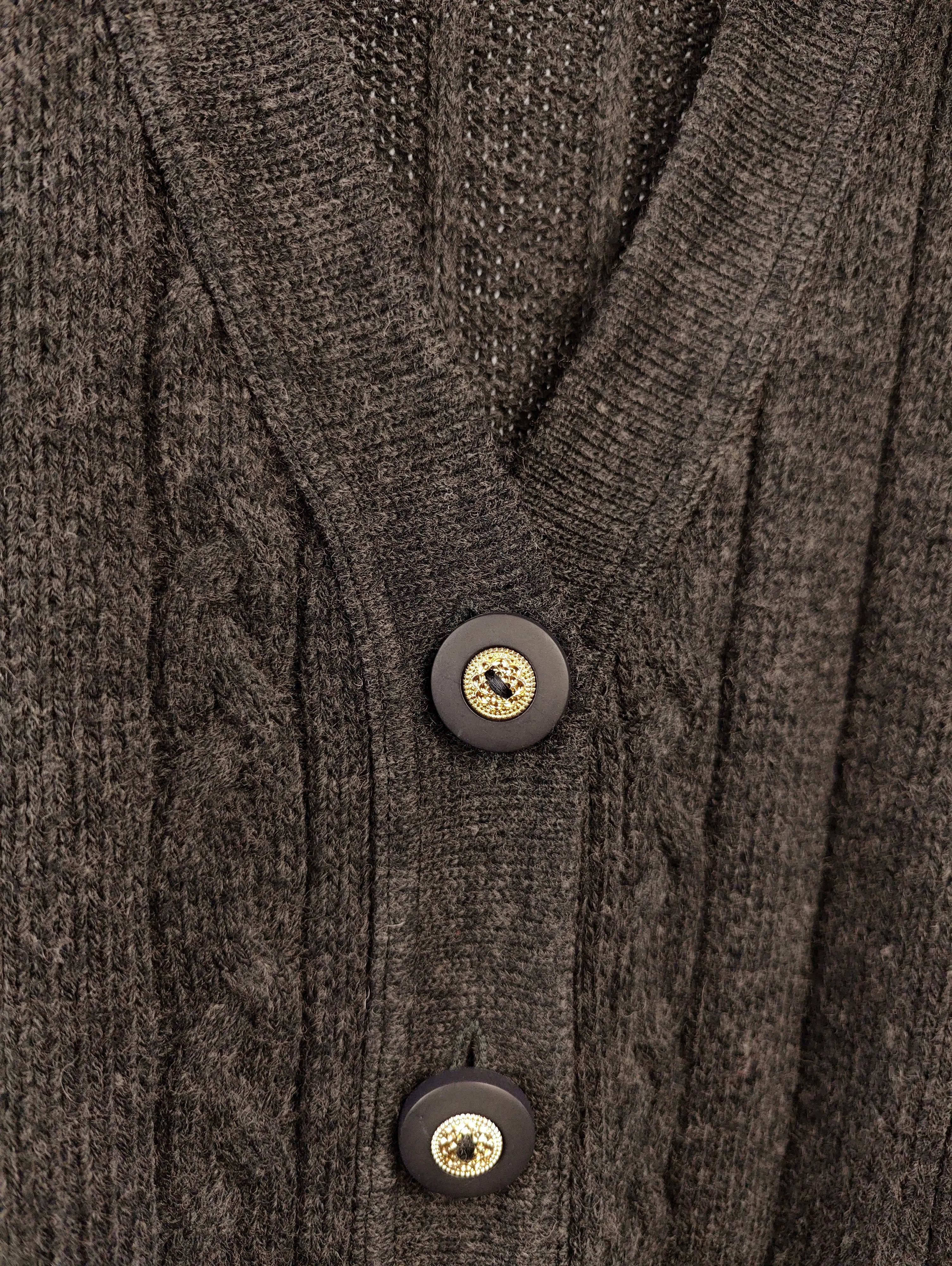 Vintage wool mix cardigan grey Max Dine cable knit knitted jacket Italy M-L