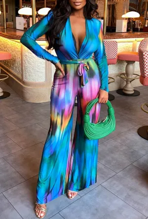 Vivid Imagination Multi Printed Long Sleeve Jumpsuit