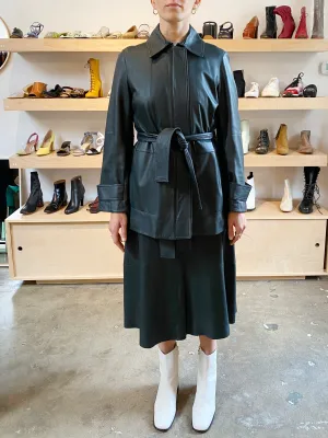 WATERCRESS HUNTER GREEN LEATHER TRENCH