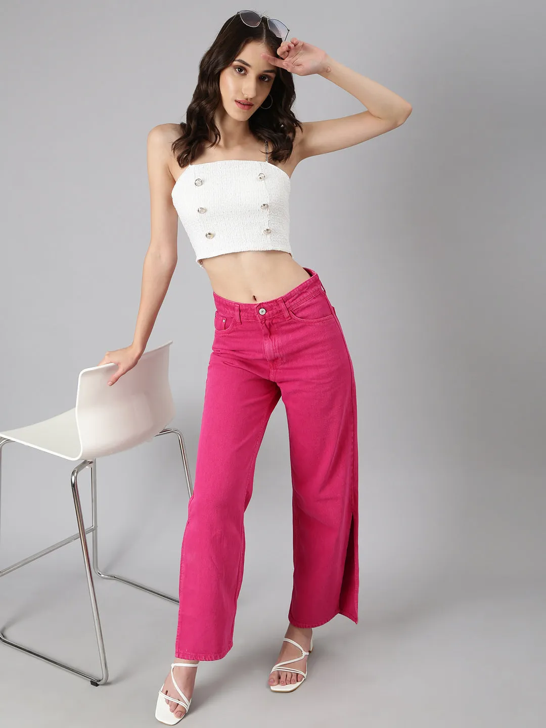 Women Off White Textured Bralette Crop Top