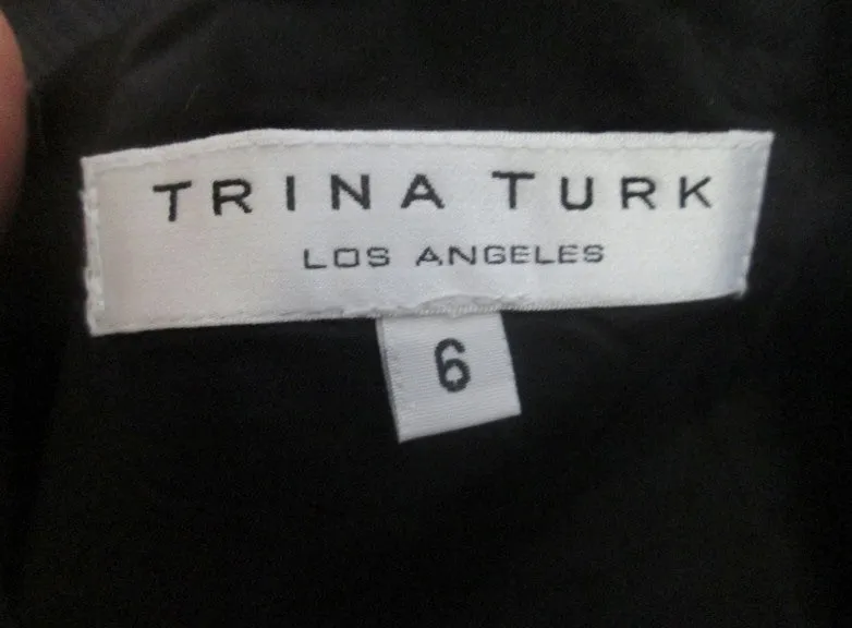 WOMENS TRINA TURK Formal Cocktail Mini Shift Dress Gown 6 BLACK Party
