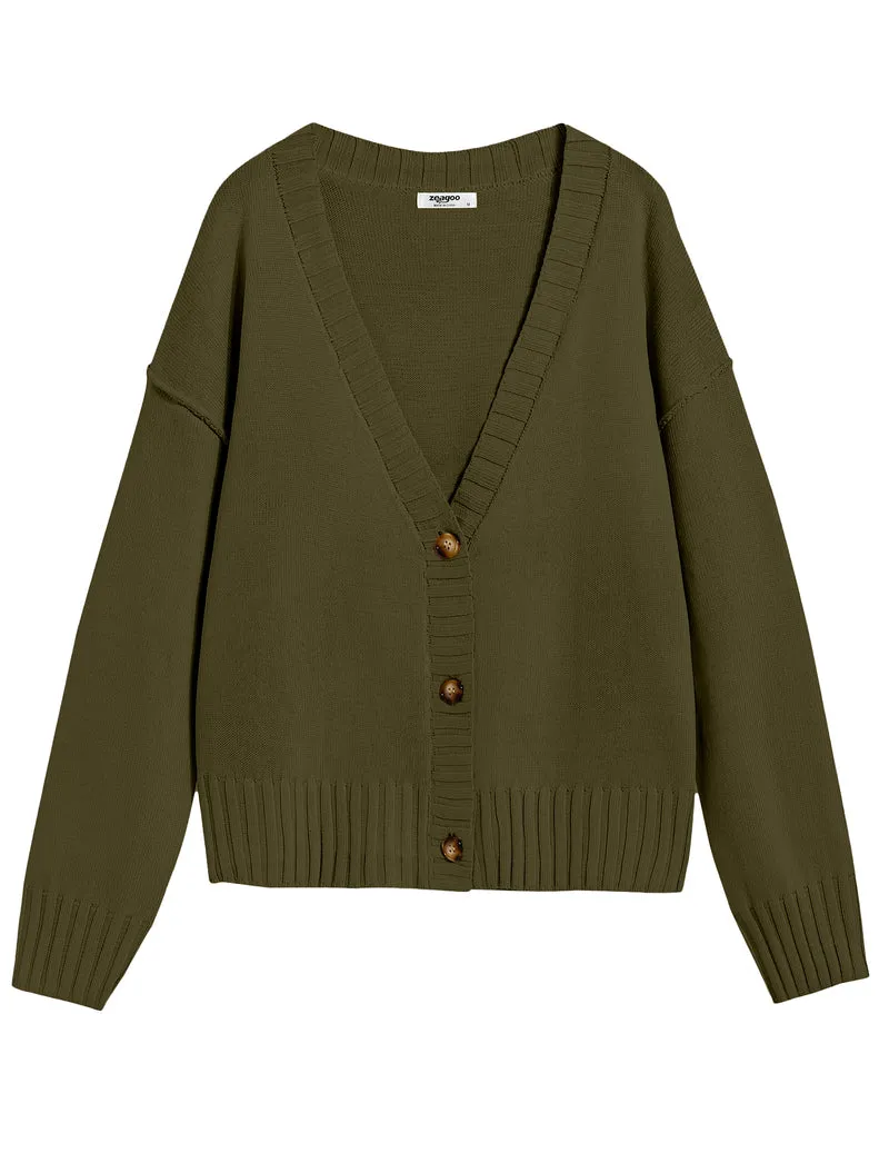 Zeagoo Women's Cropped Cardigan 2024 Fall Button Sweaters