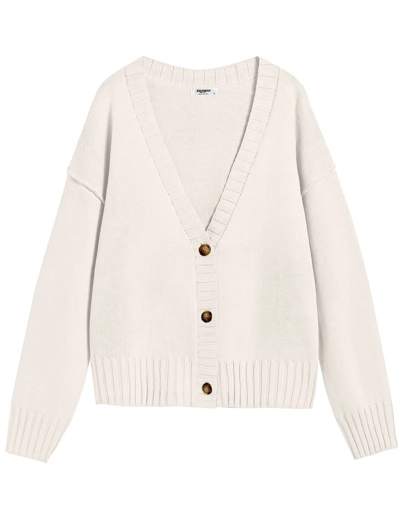Zeagoo Women's Cropped Cardigan 2024 Fall Button Sweaters