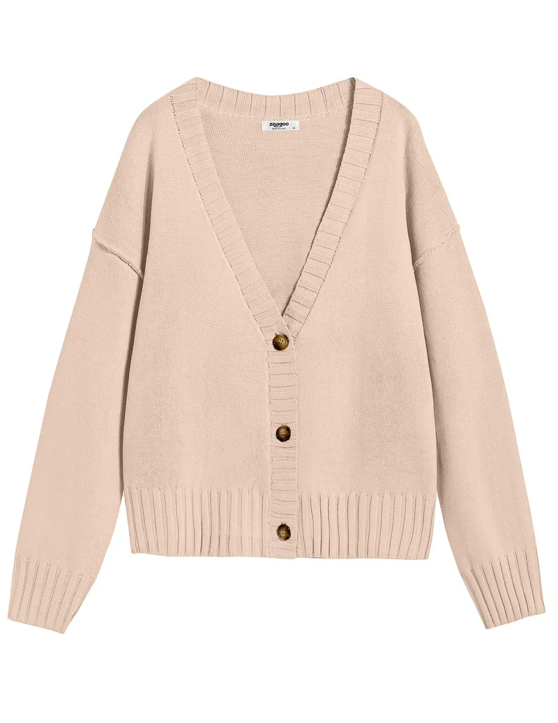 Zeagoo Women's Cropped Cardigan 2024 Fall Button Sweaters