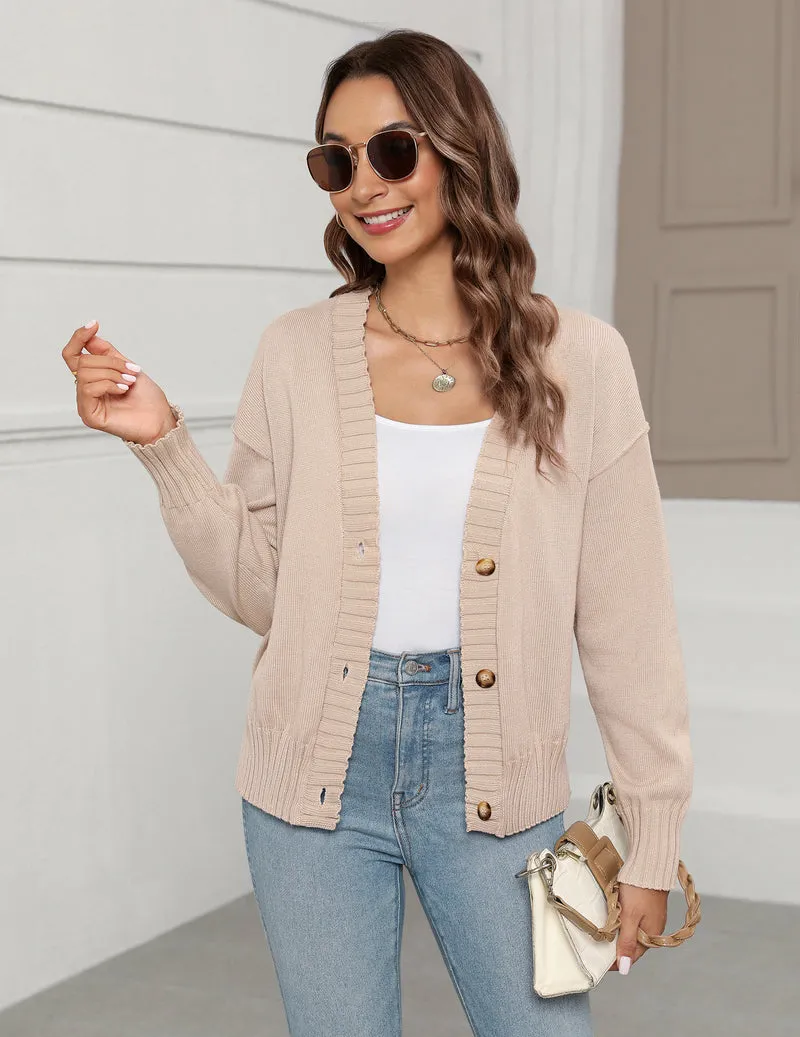 Zeagoo Women's Cropped Cardigan 2024 Fall Button Sweaters
