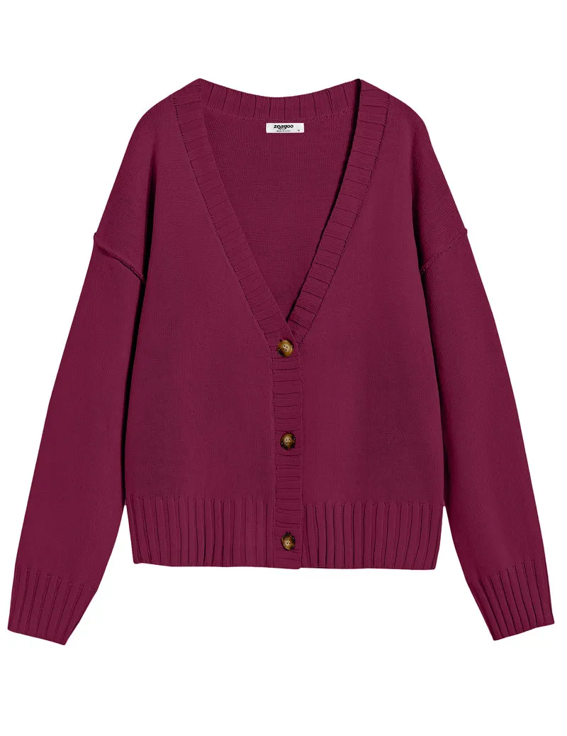 Zeagoo Women's Cropped Cardigan 2024 Fall Button Sweaters