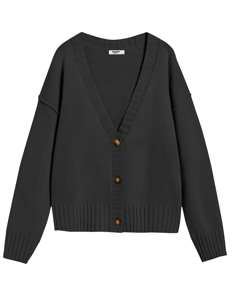 Zeagoo Women's Cropped Cardigan 2024 Fall Button Sweaters