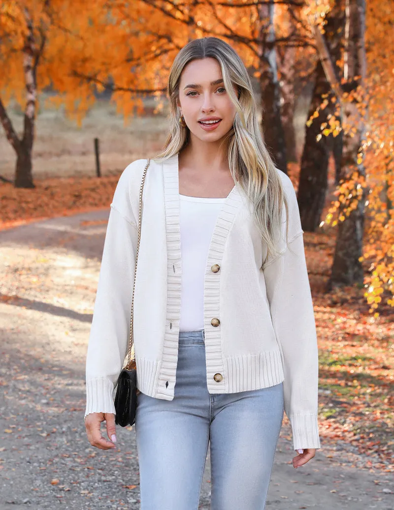 Zeagoo Women's Cropped Cardigan 2024 Fall Button Sweaters