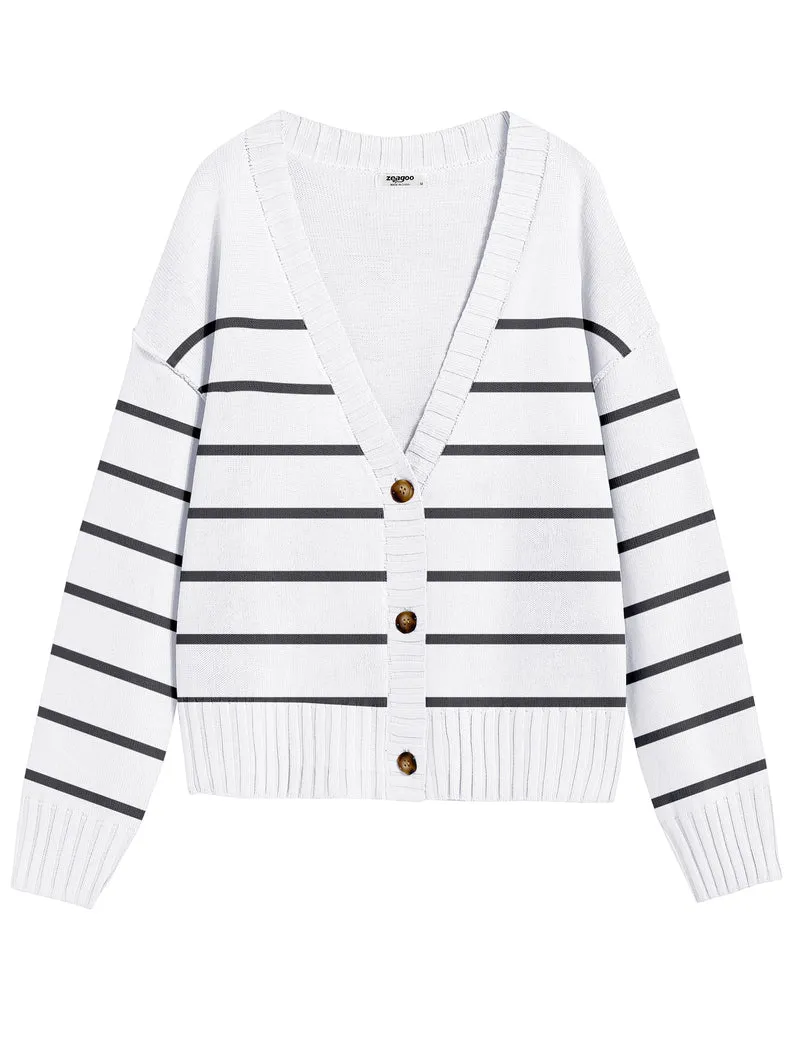 Zeagoo Women's Cropped Cardigan 2024 Fall Button Sweaters